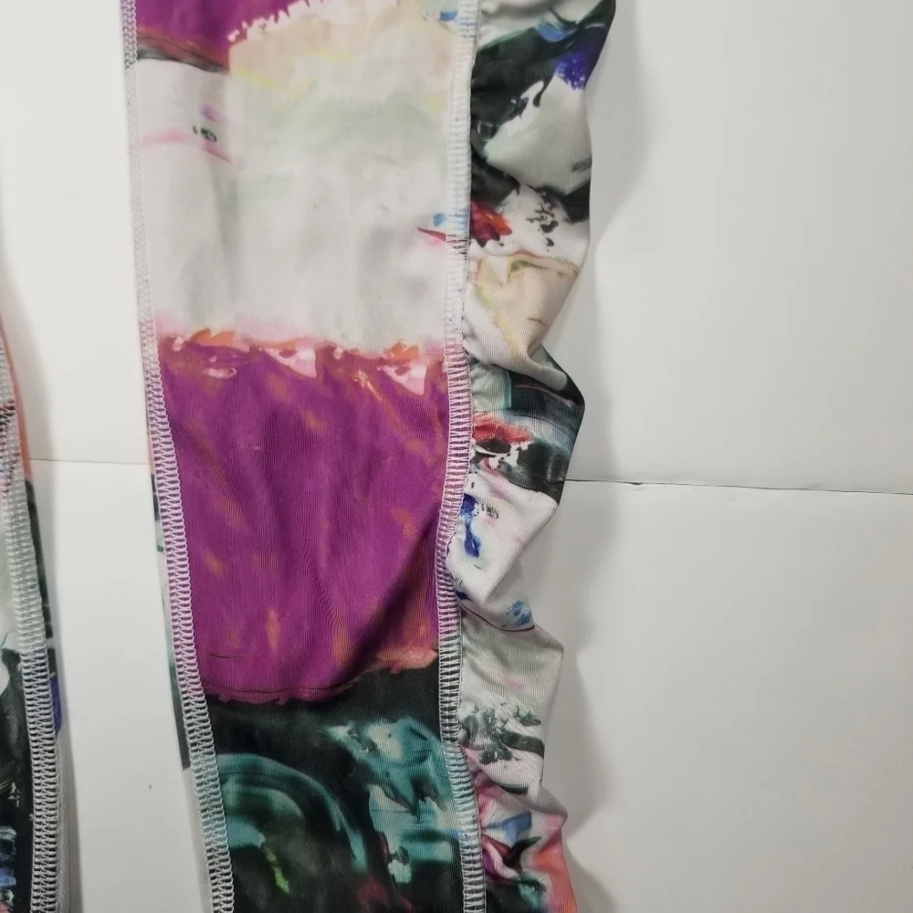 Lululemon Sz 6 Leggings Ruched Side Pockets Floral Full Length